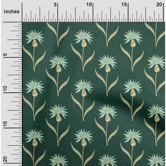 oneOone Cotton Poplin Fabric Leaves & Floral Artistic Print Sewing Fabric BTY 56 Inch Wide