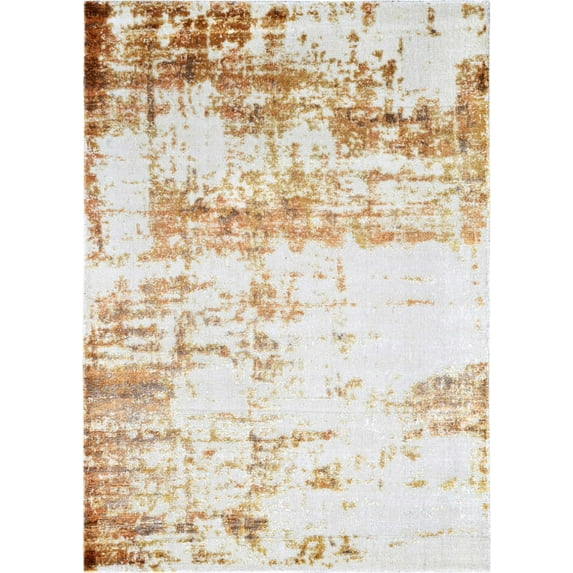 Ahgly Company Indoor Rectangle Mid-Century Modern Ash White Beige Oriental Area Rugs, 2' x 3'