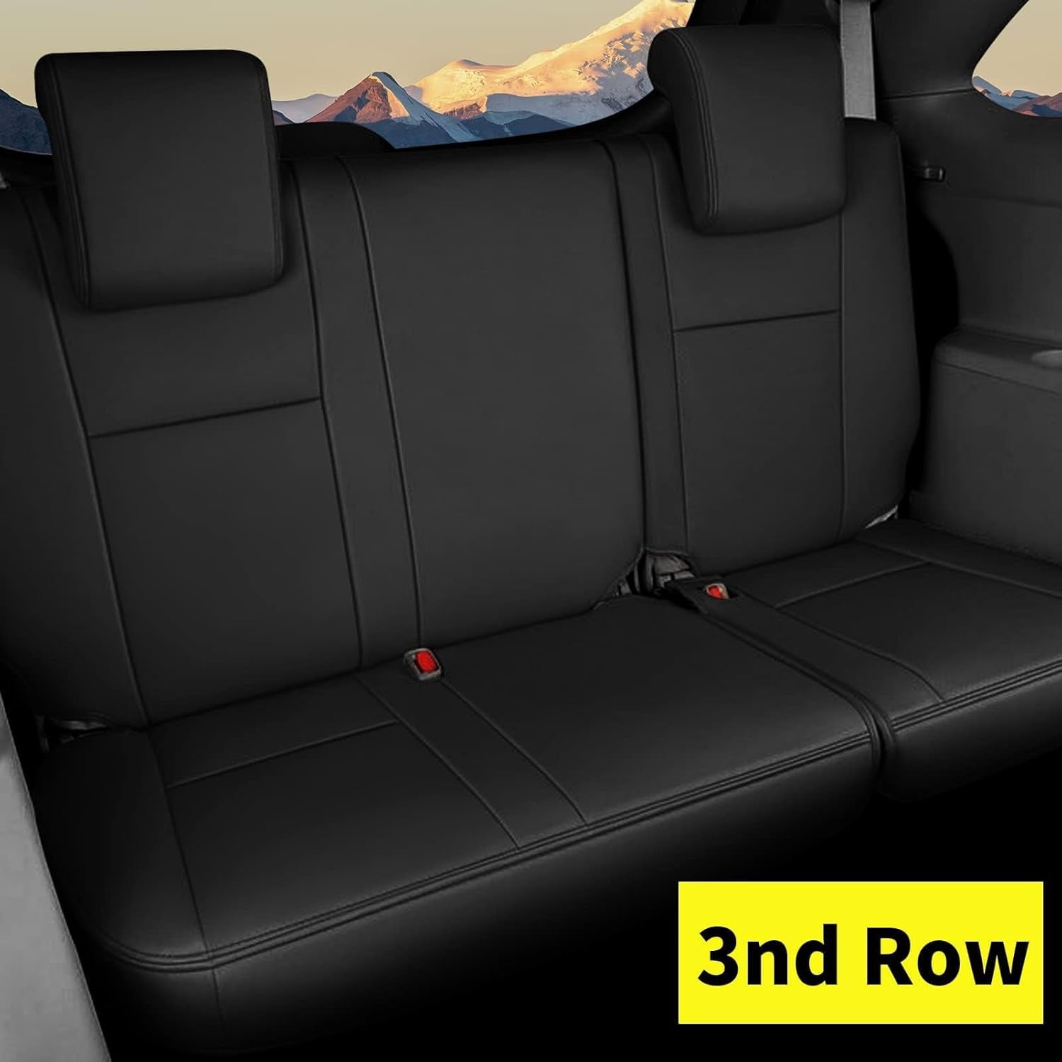 IKABEVEM Seat Cover Compatible with 2024 2025 Toyota Grand Highlander : Custom Fit Car Seat Covers for Grand Highlander Three Rows 8 Seats withwith Second Row 40/60 Split,Full Set Faux Leather Black