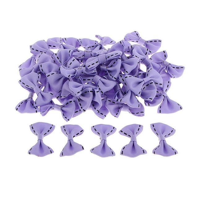 Xingzhi 50 Pieces Cute Satin BOW Ribbon Applique Embellishments Light Purple
