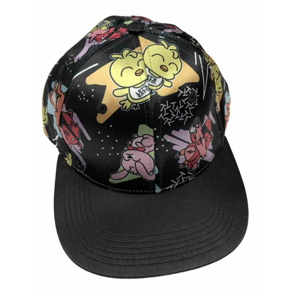 Five Nights At Freddys Adult Womens Black Satin Flat Brim Baseball Cap Hat