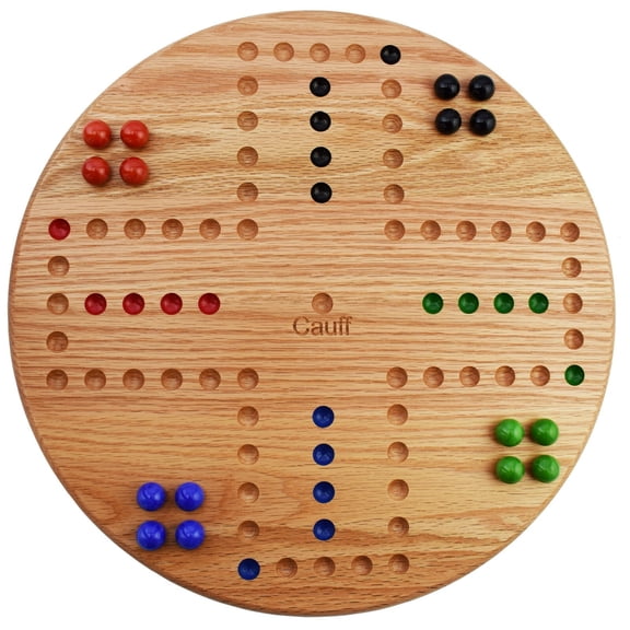 Marbles Board Game 17.5 inch Diameter 4 Player Hand Painted Holes