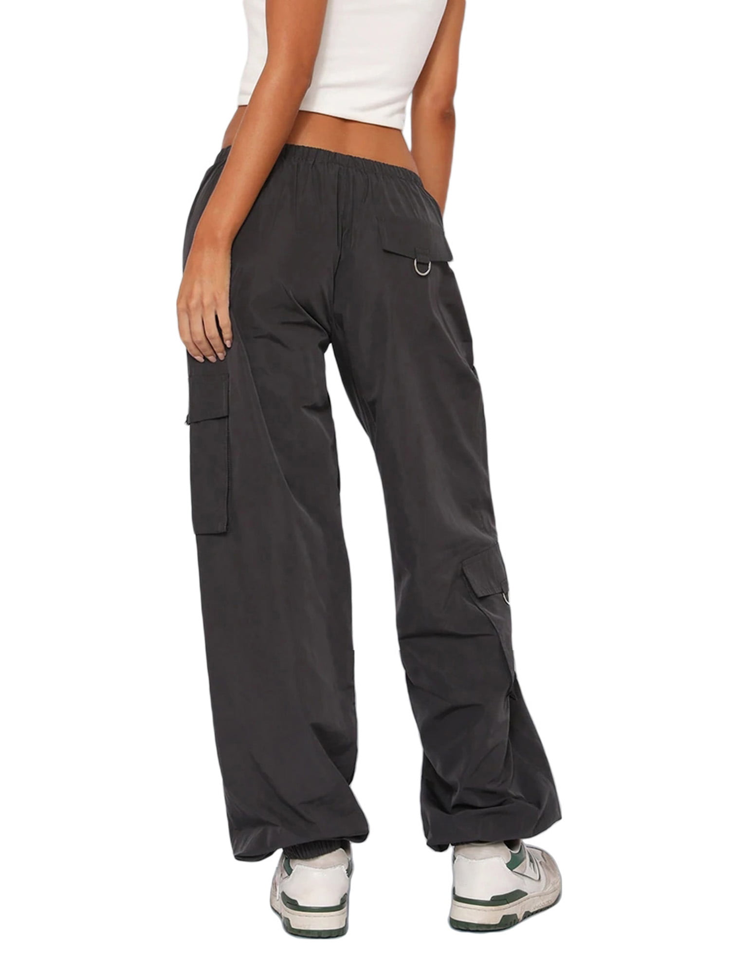 CenturyX Women's Cargo Jogger Pants, Hip Hop Joggers Sweatpants Drawstring  Casual Loose Wide Leg Pants with Multi-Pocket Black M - Walmart.com
