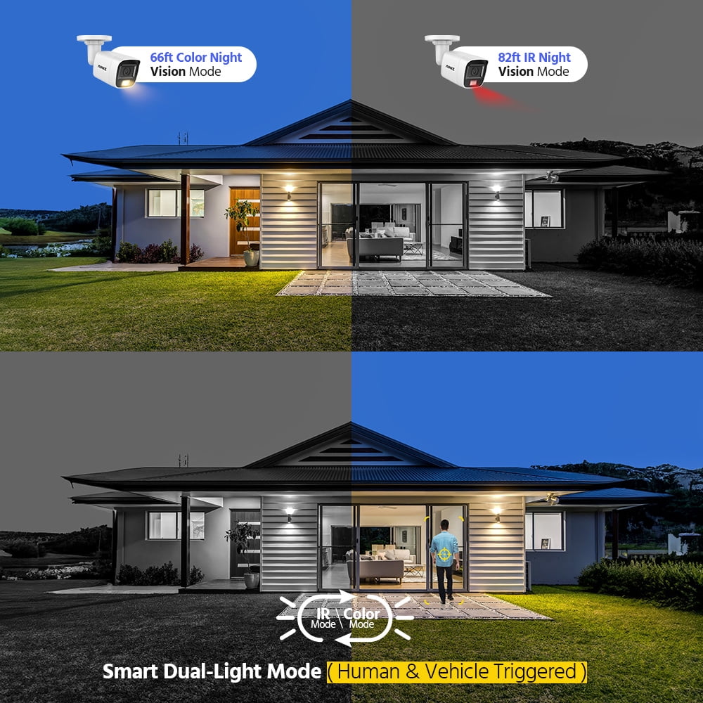 ANNKE 3K 8CH 4PCS Dual Light Cameras Wired Security System, Color & IR Night Vision, f/1.2 Super Aperture, 4in1 Output Signal, Microphone, IP67, AI 4K DVR, Smart Person/Vehicle Detec, 2TB HDD