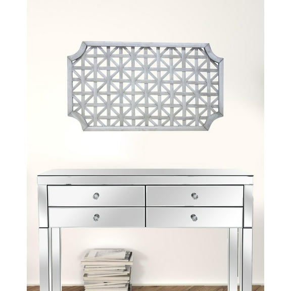 HomeRoots 516352 18.75 x 1 x 33.25 in. Grey Solid Wood Wall Decor - Set of 2