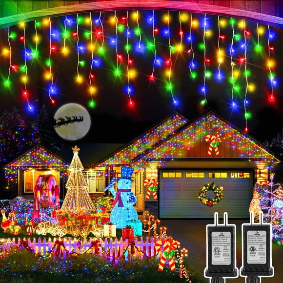 Icicle Lights Heceltt 960 LED, 30 m, 8 modos, temporizador, memoria con temporizador (paquete de 2)