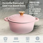 Lexi Home 2.8-Qt Enameled Cast Iron Dutch Oven with Lid & Loop Handle, Matte Pink