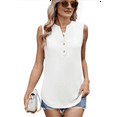 thumbnail image 2 of Chiffon Shirts for Women 2025 Summer Casual Button Down V Neck Short Sleeve Tops Comfy Business Work Blouses White S, 2 of 7