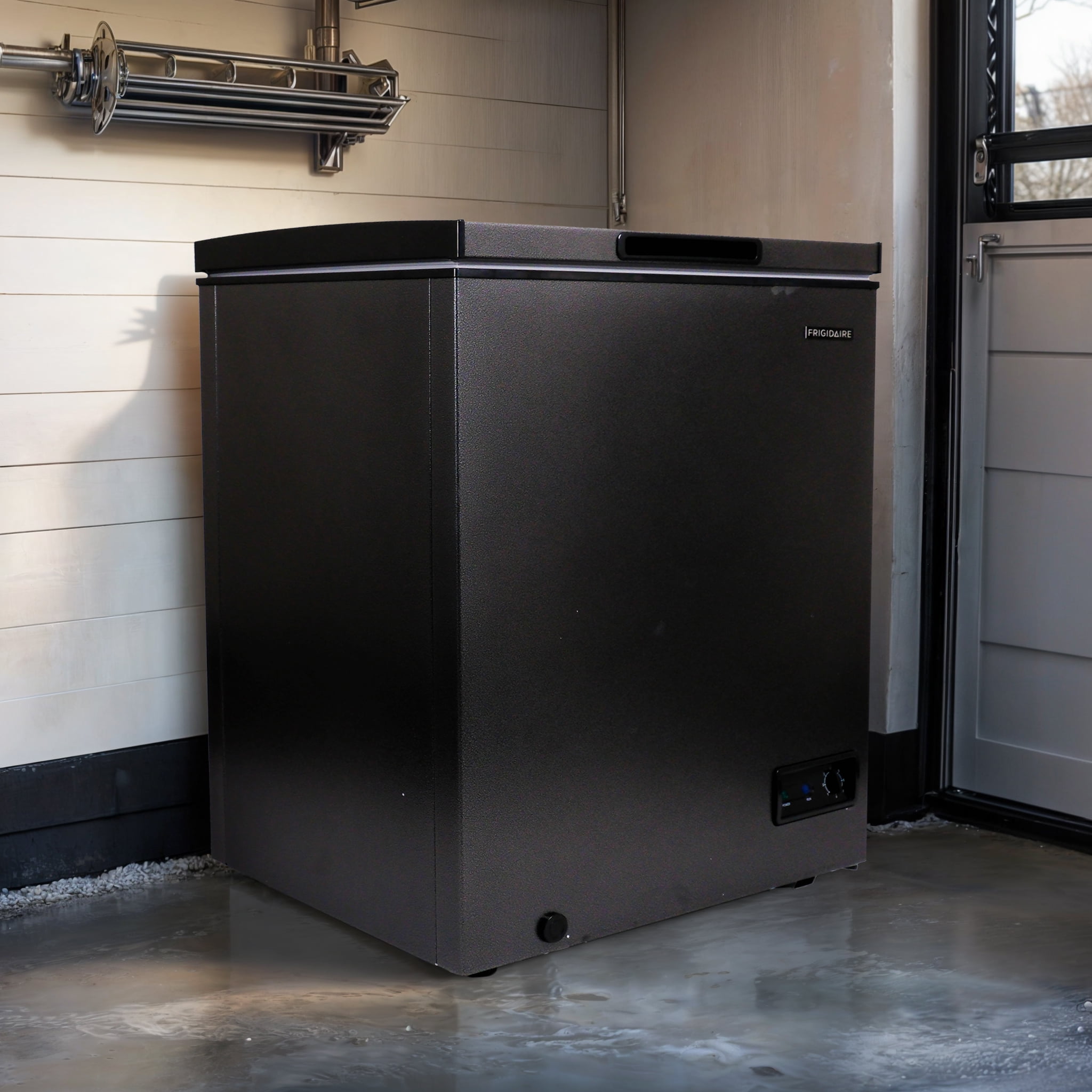 Frigidaire 5.0 Cu. ft. Garage-Ready Chest Freezer, Compact Deep Freezer for Kitchen, Apartment, Small Freezer for Bulk Storage, Black Granite