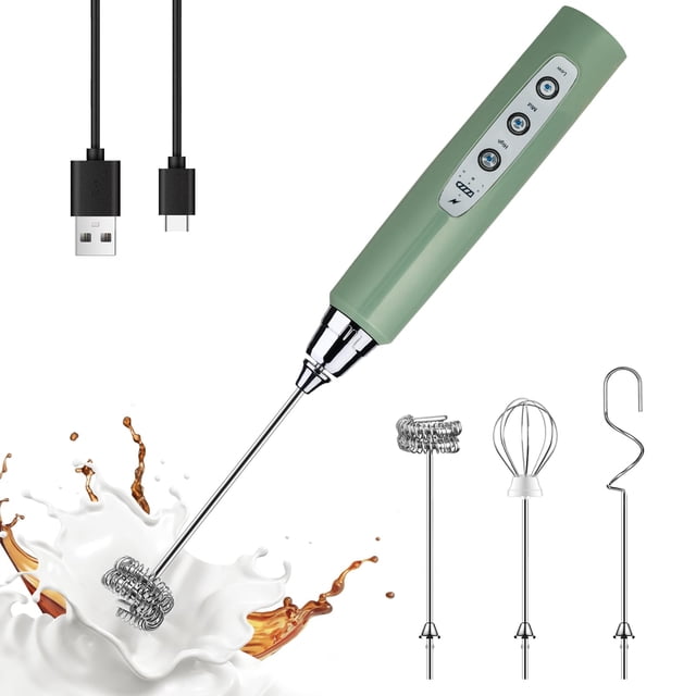 Espumador de leche YUSWKO Granite Green recargable de 3 velocidades