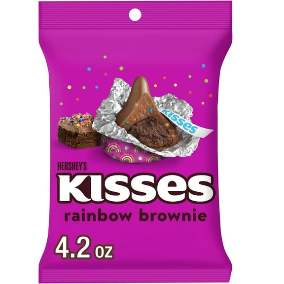 Hershey's Kisses Rainbow Brownie Flavored Candy, Bag 4.2 oz (Pack of 4)