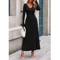 thumbnail image 2 of Vestido Maxi de Mujer PRETTYGARDEN de Punto Acanalado con Escote en V Negro XXL, 2 of 8