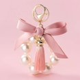 thumbnail image 4 of Llavero con nudo de lazo, llavero de perlas, bonito colgante, accesorios, bolso de moda, colgante, dijes, llavero de coche para mujeres y niñas, 4 of 5