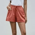 thumbnail image 2 of JINMGG 2024 Summer Plus Womens Shorts Clearance,Women Solid High Waist Cotton and Linen Shorts Pants Casual Beach Shorts Red XXXL, 2 of 8