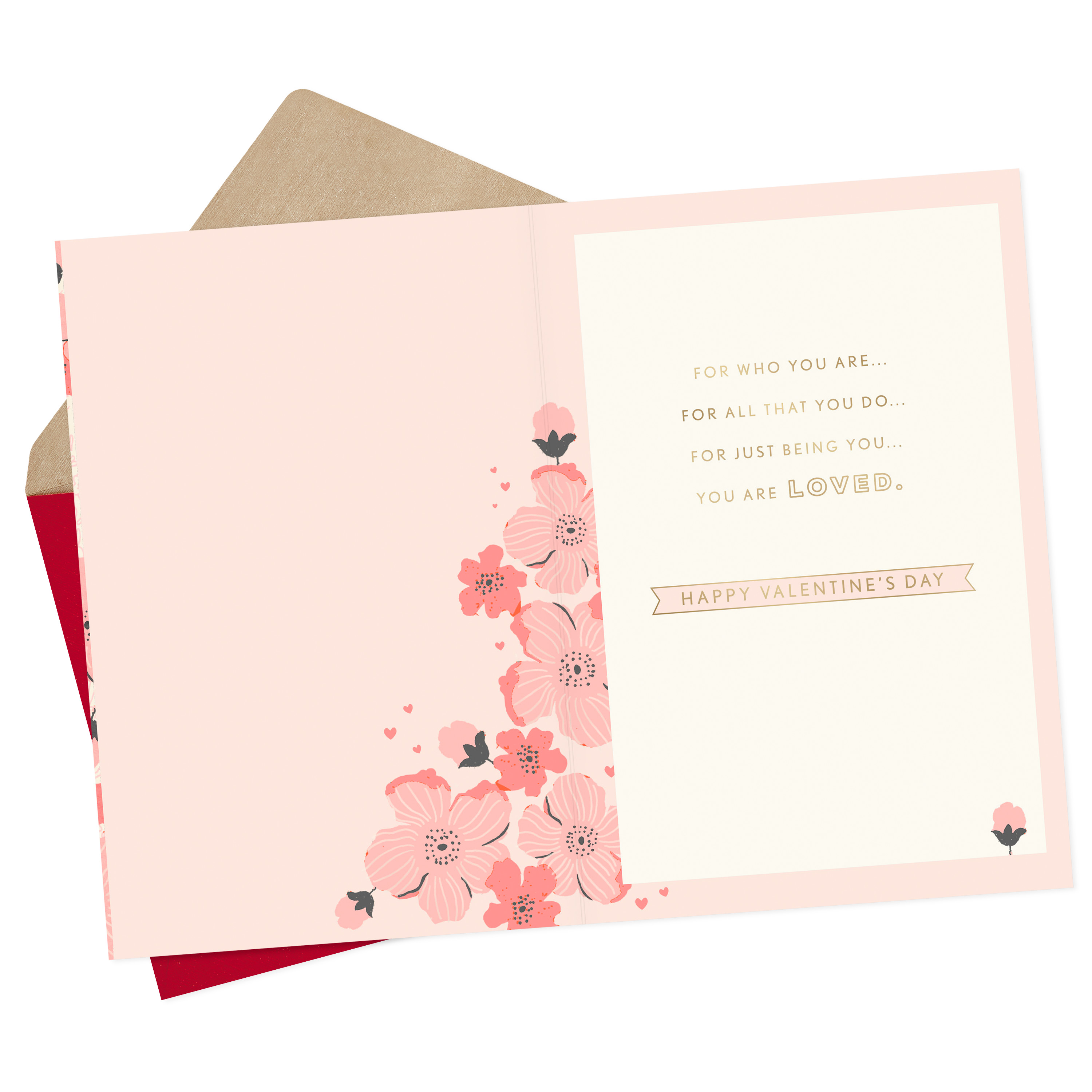 Hallmark Valentine's Day Greeting Card (You Are Loved Pink Flowers)