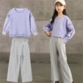 thumbnail image 2 of Sngxgn Girl's Sweaters Set 2 Piece Outfits Rib-Knit Sweatsuits Cute Pullover Sweatshirt and Sweatpants Kids Tracksuits(Purple,11-12 Years), 2 of 9