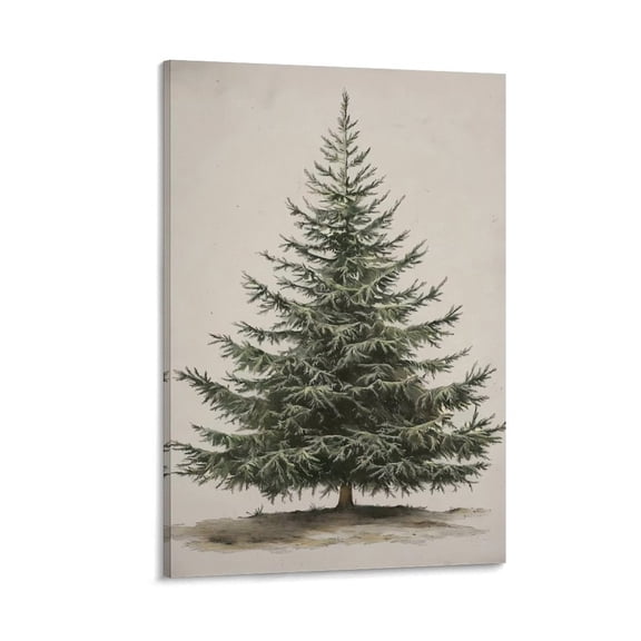 Yermidi Vintage Christmas Tree Wall Art Green Neutral Pine Tree Poster Rustic Farmhouse Holiday Minimalist Wall Decor Winter Botanical Canvas Print Picture for Living Room Home