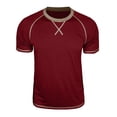 thumbnail image 5 of FINALGANG Mens Solid Color Crew Neck Short Sleeve Contrast Stitch Raglan TShirt For Casual Daily Wear Weekend Gatherings Outdoor Casual Activities Red XXL, 5 of 7