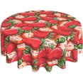 thumbnail image 2 of Vintage Strawberry Print Tablecloth Round Table Cover Washable Polyester Table Cloth for Kitchen Party Picnic Dining Decor 60 Inch, 2 of 6
