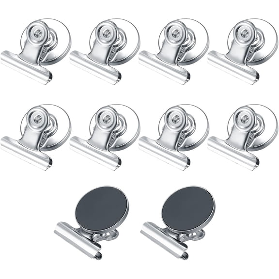 10 Pcs Magnetic Clips,Refrigerator Magnets,Magnetic Clamps,Strong Metal Fridge Magnet Clips,for Office,School,Whiteboard,Magnetic Board,Refrigerator - Silver
