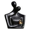 thumbnail image 1 of Estatua de amante abstracta, adorno de pareja moderno, esculturas de parejas cariñosas para abrazo negro, 1 of 7