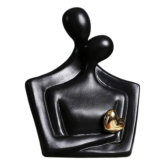 Estatua de amante abstracta, adorno de pareja moderno, esculturas de parejas cariñosas para abrazo negro