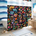 thumbnail image 5 of No Hook Shower Curtain, Colorful Cartoon Shower Curtains for Bathroom with See Through Top Window, Funny Flowers Guitar Animals Ethnic Art Waterproof & Washable Bath Curtain 66"x72", 5 of 9