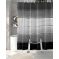 thumbnail image 3 of Split Shower Curtain for Transfer Bench, Black Gray Fabric Shower Curtains for Bathroom, Farmhouse Vintage Gradient Wooden Plank Tub Sliding Transfer Bench Waterproof Bath Curtains 72"x84", 3 of 9