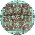 thumbnail image 1 of Ahgly Company Indoor Round Abstract Light Blue Modern Area Rugs, 7' Round, 1 of 4