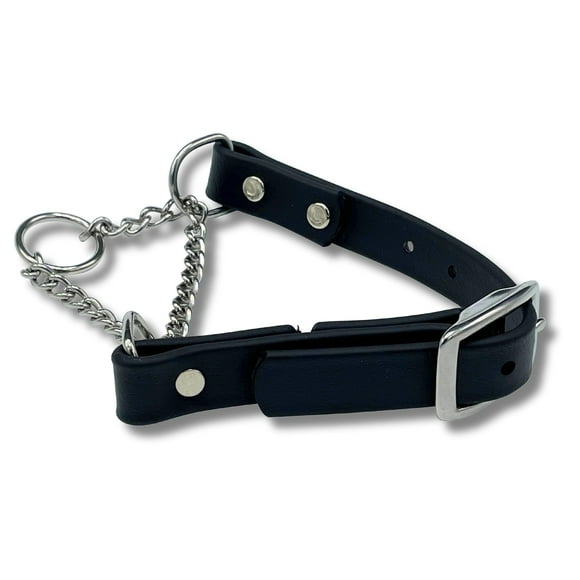 JIM HODGES DOG TRAINING Collier Martingale pour Chiens, Biothane, Matériel en Acier Inoxydable, Sans Traction, Fabriqué aux États-Unis, Qualité Professionnelle. Grand, Noir