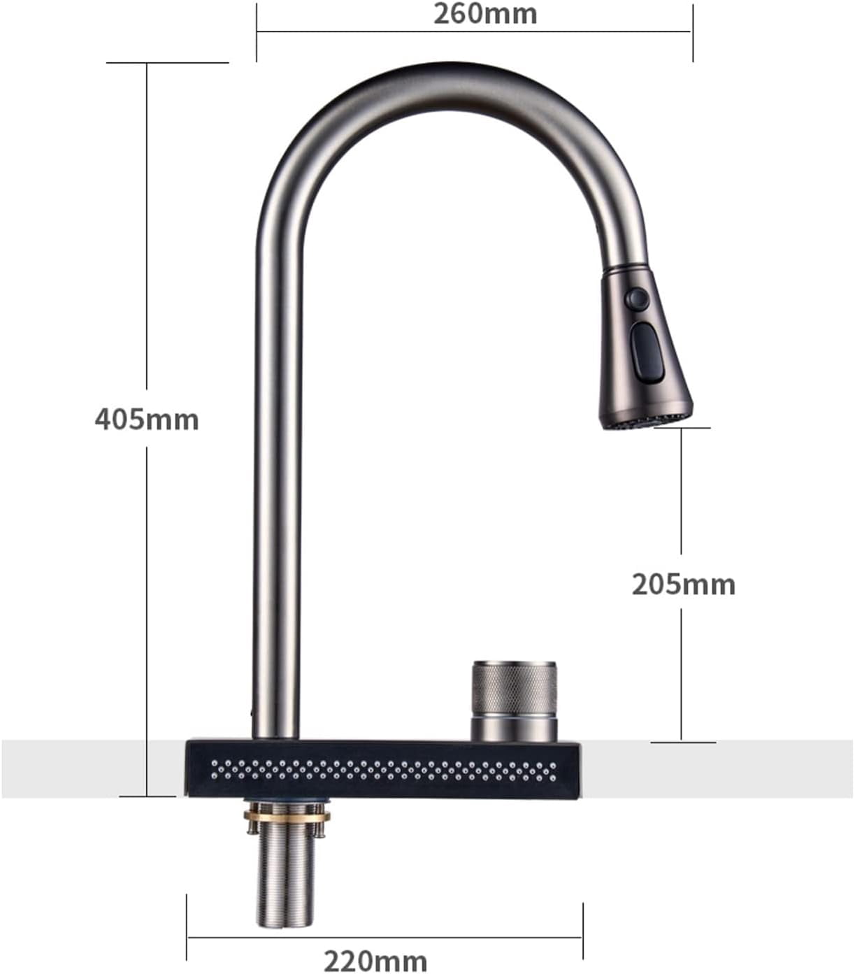 Kitchen Faucets with Pull Out Spray, Kitchen Sink Mixer Faucet Stainless Steel Swivel Hot and Cold Water Shower Mode Multifunction Pull Out Kitchen Mixer Faucet-Grey