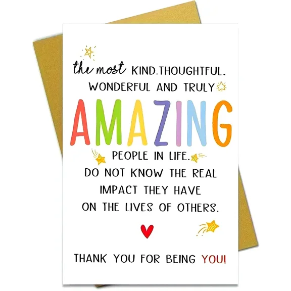 Thank You For Being You Card - Kind and Thoughtful Greeting for Amazing People - Blank Inside with Envelope - Perfect for Appreciation and Encouragement
