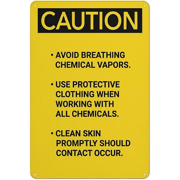 Caution Chemical Vapors Protection Sign, 8"x12" Rust-Free Aluminum Metal Sign, UV Ink Printed Weatherproof Outdoor Sign for Home