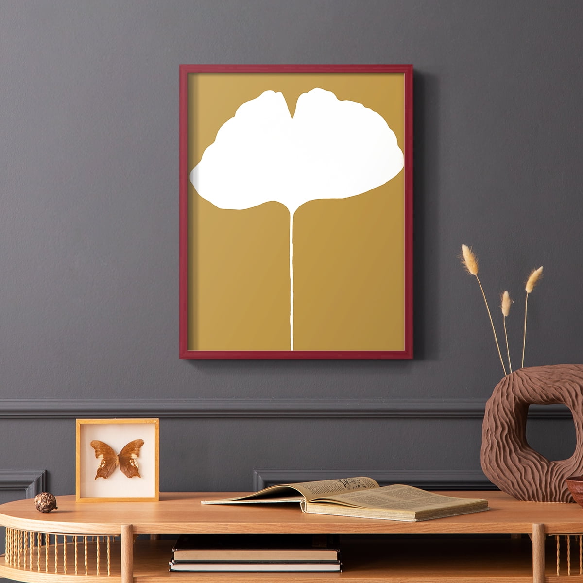 Happily Single V31 Framed Print in Red Solid Wood Framed Print No Nail Hanging