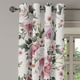 thumbnail image 3 of Ambesonne Vintage Grommet Curtain, Blooming Love Flowers Print, 50"x63", Army Green and Pastel Pink, 3 of 5