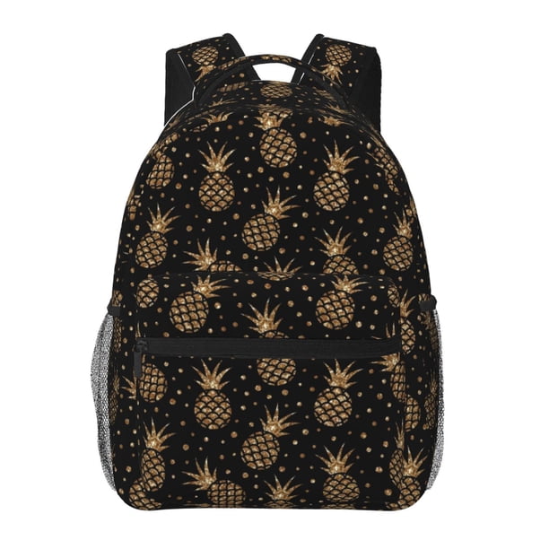 Easygdp Gold Glitter Pineapples Mochila Ergonómica Versátil para Laptop - Múltiples Bolsillos, Correas Ajustables, Unisex para Escuela, Viajes y Actividades al Aire Libre-One Size