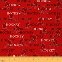 jejeloiu Hockey Sport Fabric by the Yard 10 Yards,Ice Hockey Player Room Decor Fabric by the Yard,Red Black Sewing Fabric For Kids Boys,Super Cozy Room Decorative