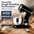 thumbnail image 6 of UHOMEPRO 3-in-1 Stand Mixer, 5QT Tilt-Head 10-Speed Electric Stand Mixer, Stainless Steel Bowl, Dough Hook, Flat Beater and Wire Whisk for Baking, Black, 6 of 9