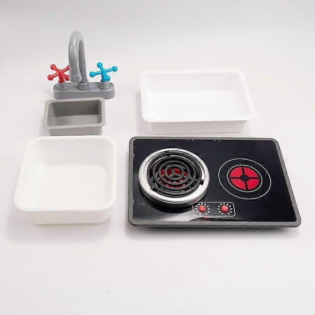 6pcs Kids Kitchen Playset: Pretend Kitchen Set With Faucet Sink Induction Cooker - Realistic Lights & Sounds For Role Play