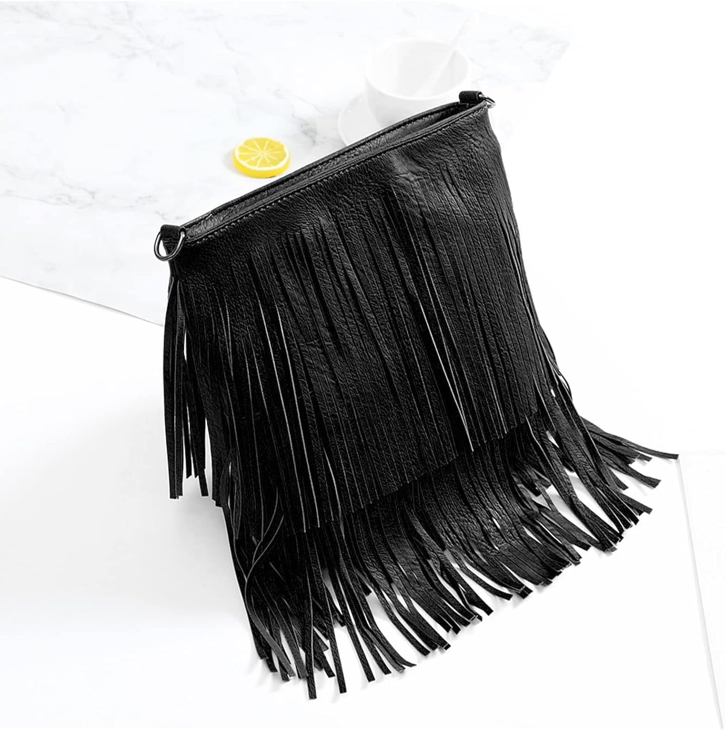 Vintage Fringe Purse Fringe Hobo Bags for Women Vegan Leather Tassel Hippie Crossbody Bag