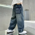 thumbnail image 2 of QBABYOO Boys Baggy Jeans Casual Demin Pants Jeans For Boys Y2k Wide Leg Loose Cargo Jeans, Blue 9-10Y, 2 of 8