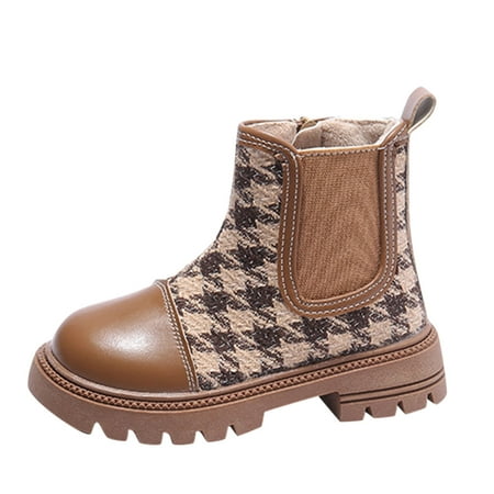 

kpoplk Boots For Toddler Girls Fashion Autumn And Winter Children Boots For Boys And Girls Flat Soles Toddler Boy Sneakers(Khaki)