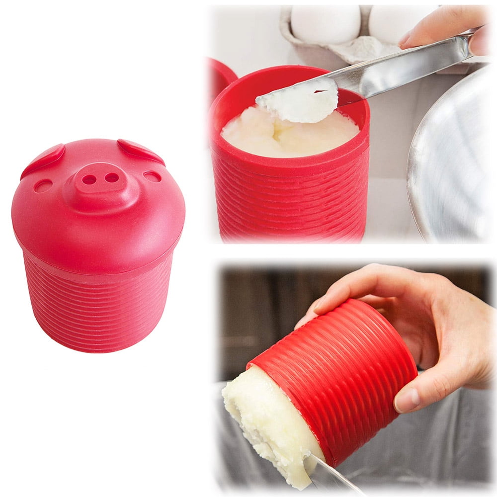 2 Cup Extra Large Pink Pig-Shaped Grease Container - Novelty Bacon Grease  Container With Strainer - Silicone Grease Jar to Dispose or Store Drippings
