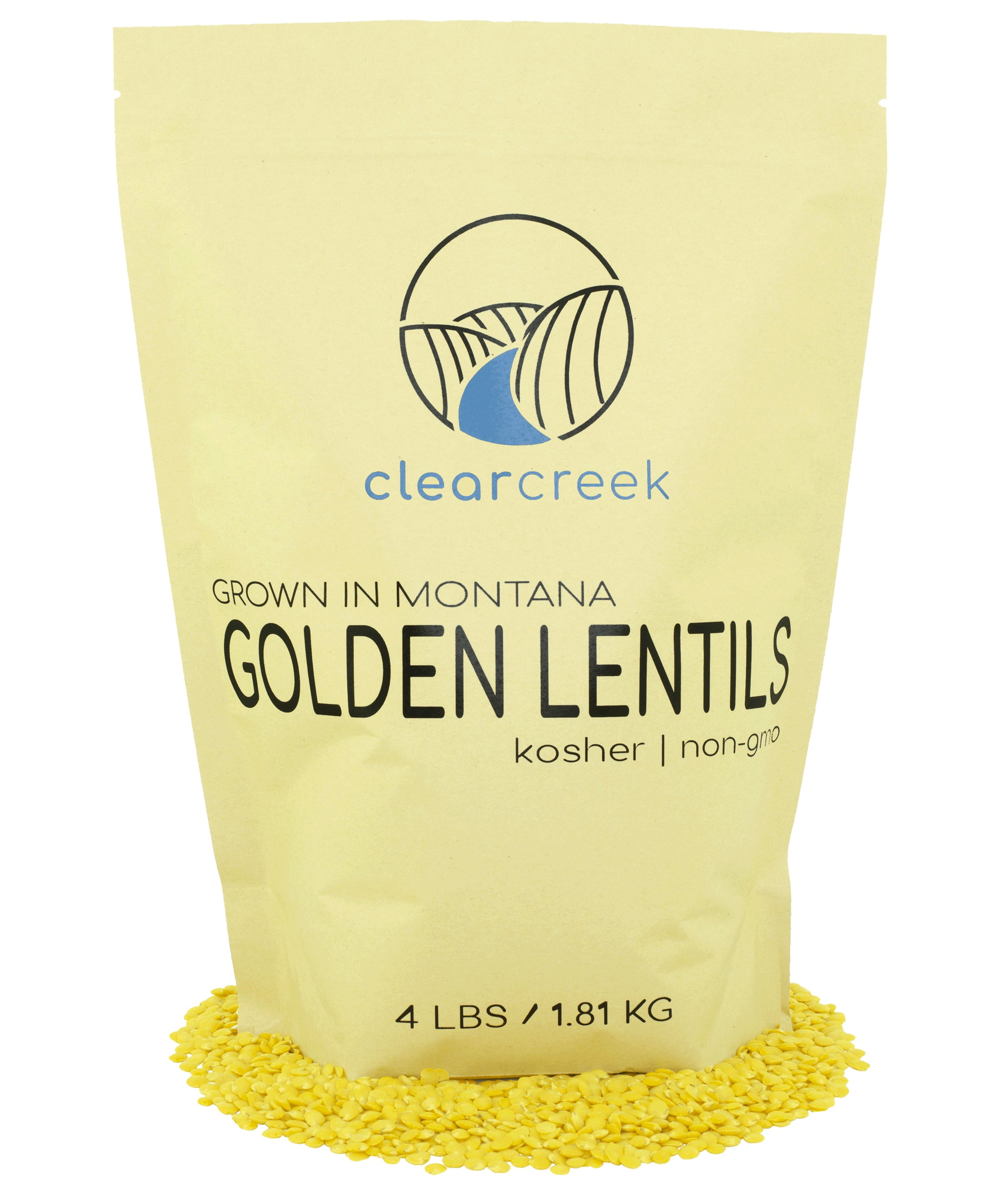 Golden Lentils Montana Grown | 4 lb Kraft Bag | Dried | Non-GMO