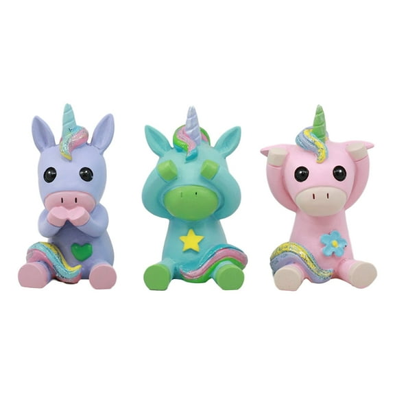 Ebros Whimsical See Hear Speak No Evil Rainbow Unicorn Figurine Set Of Three 2.75"Tall Enchanted Forest Glade Wise Unicorns Small Decorative Statues