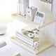 thumbnail image 4 of Organizador de escritorio de 2 niveles, transparente, para maquillaje Amarillo, 4 of 9