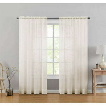 Mainstays Marjorie Sheer Voile Curtain Panel, 1 Panel, Ivory, 59" W x 84" L