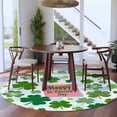 thumbnail image 3 of Round Rugs 5 Ft, Pink St. Patrick's Day Non Slip Area Rugs for Kitchen Bedroom Entryway, Green Shamrock Leaves Blue Cloud Washable Carpet Runner Rug Floor Mats for Bedroom Home Decor, 3 of 8