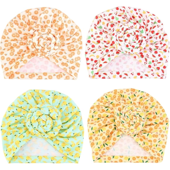 Qhome Girls Cotton Beanie Flower Slouch Cap Hospital Hat Kids Headwarp Turban Hair Accessories