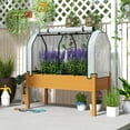 thumbnail image 2 of Outsunny Raised Garden Bed with PE Greenhouse Cover, Sand, 2 of 10